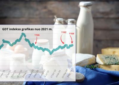 GDT kainų indekso grafikas per pastaruosius 3 metus.