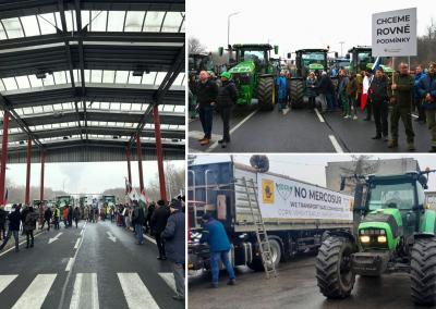 Protesto akcijos akimirkos. Slovakijos žemės ūkio rūmų nuotr.